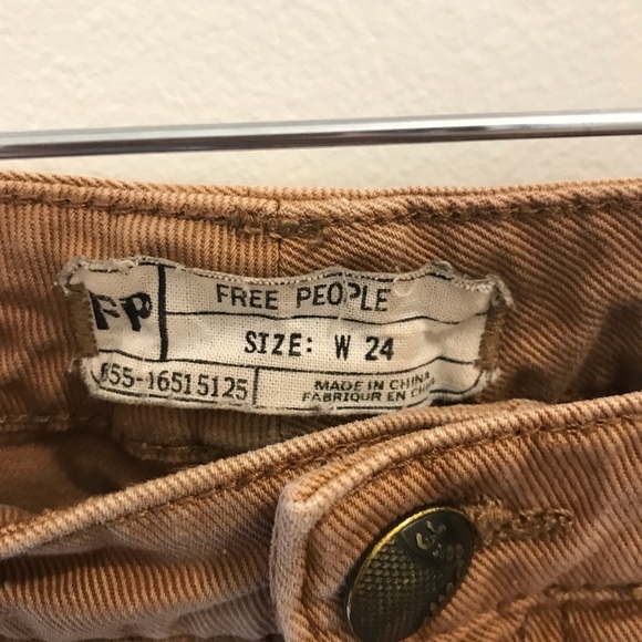 Free People Irreplaceable Cut Off Denim Shorts 24 tan brown jeans - Picture 7 of 10